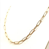 18K GOLD PAPER CLIP CHAIN NECKLACE - HANDMADE IN ITALY