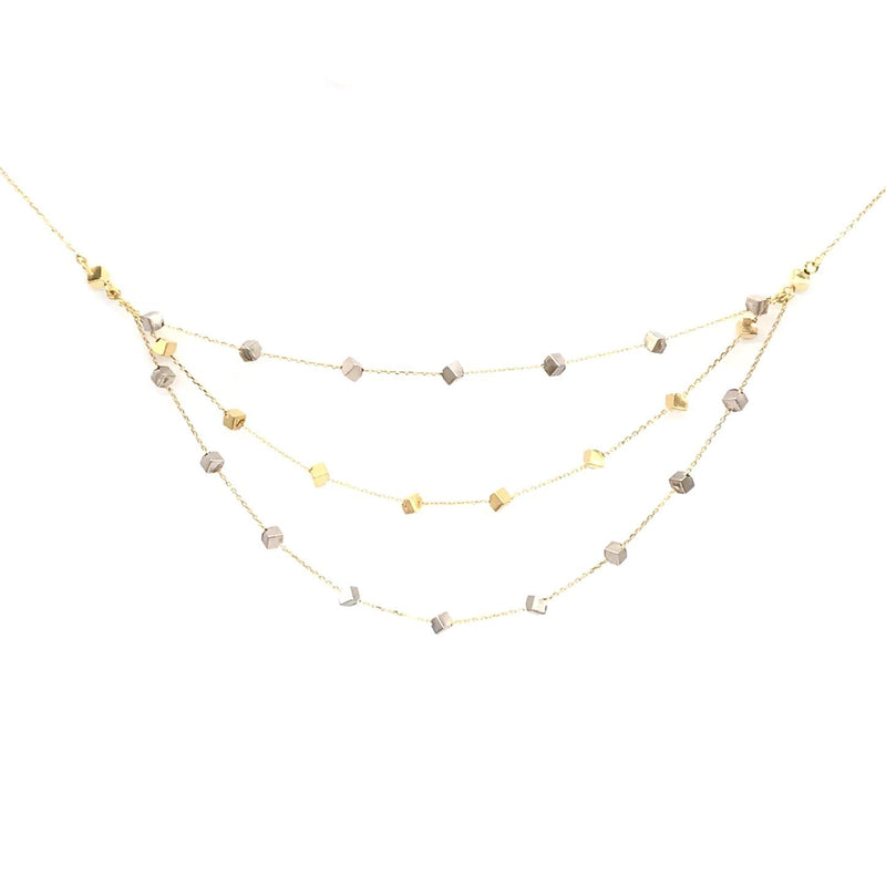18K GOLD THREE LAYERS CUBES NECKLACE - HANDMADE IN ITALY