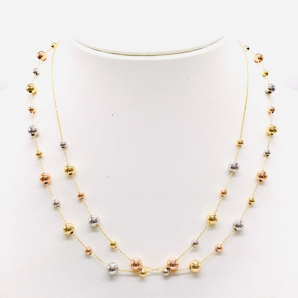 18K GOLD SPHERES LONG NECKLACE - HANDMADE IN ITALY