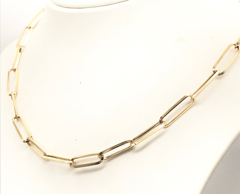 18K GOLD PAPER CLIP CHAIN NECKLACE - HANDMADE IN ITALY