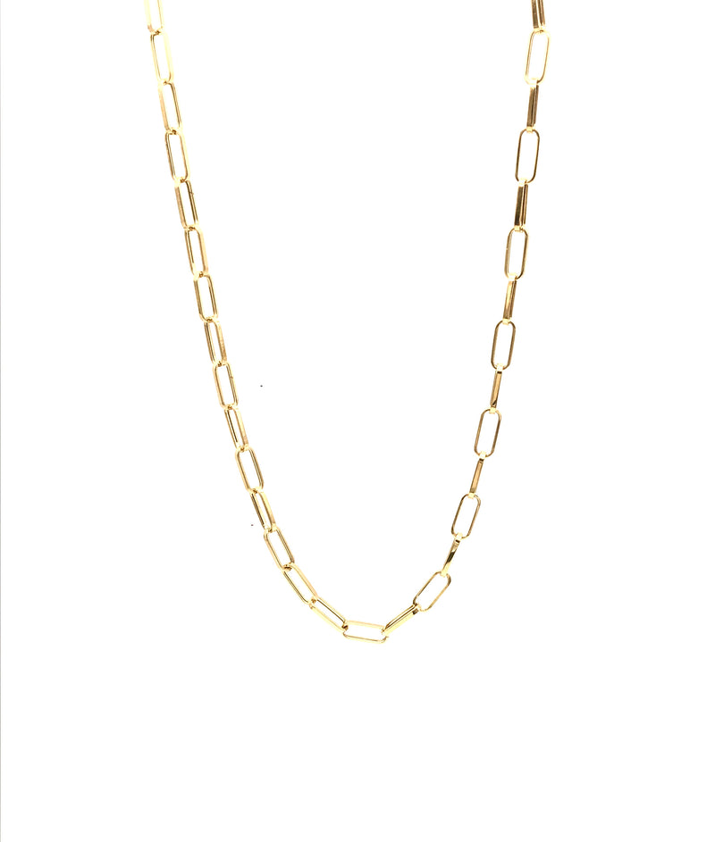 18K GOLD PAPER CLIP CHAIN NECKLACE - HANDMADE IN ITALY