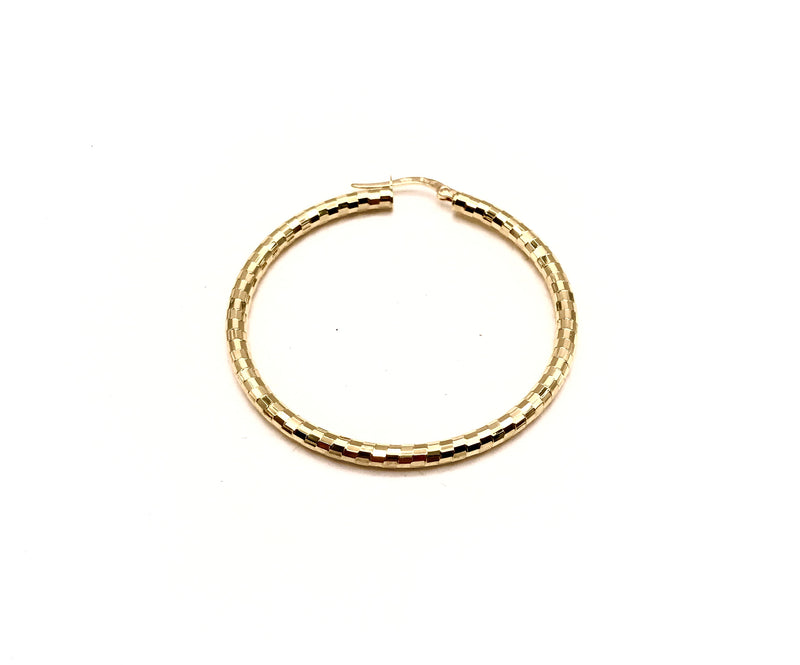 18K GOLD NAILA DIAMOND CUT HOOP EARRINGS - HANDMADE IN ITALY