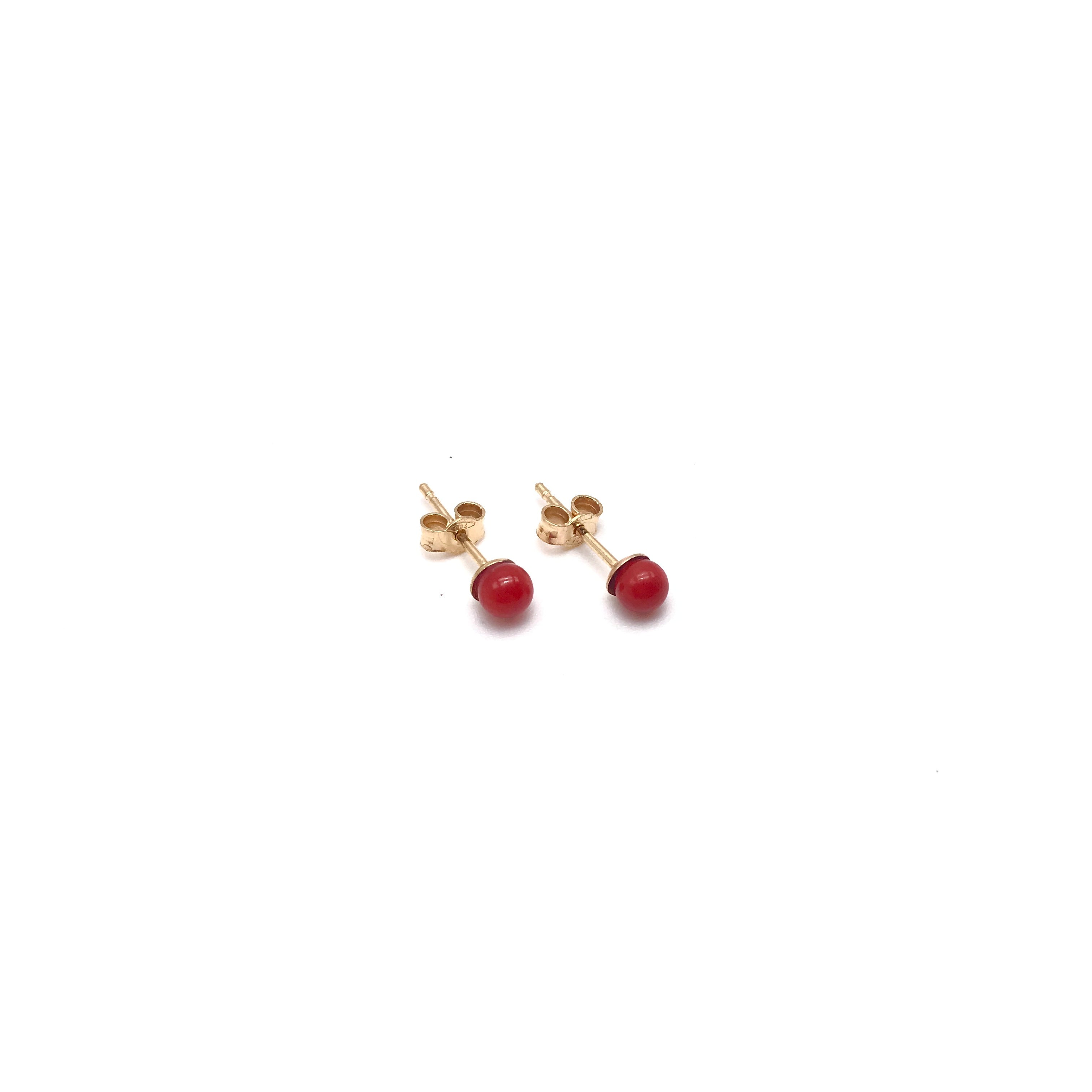 18K GOLD CORAL STUD EARRINGS - HANDMADE IN ITALY