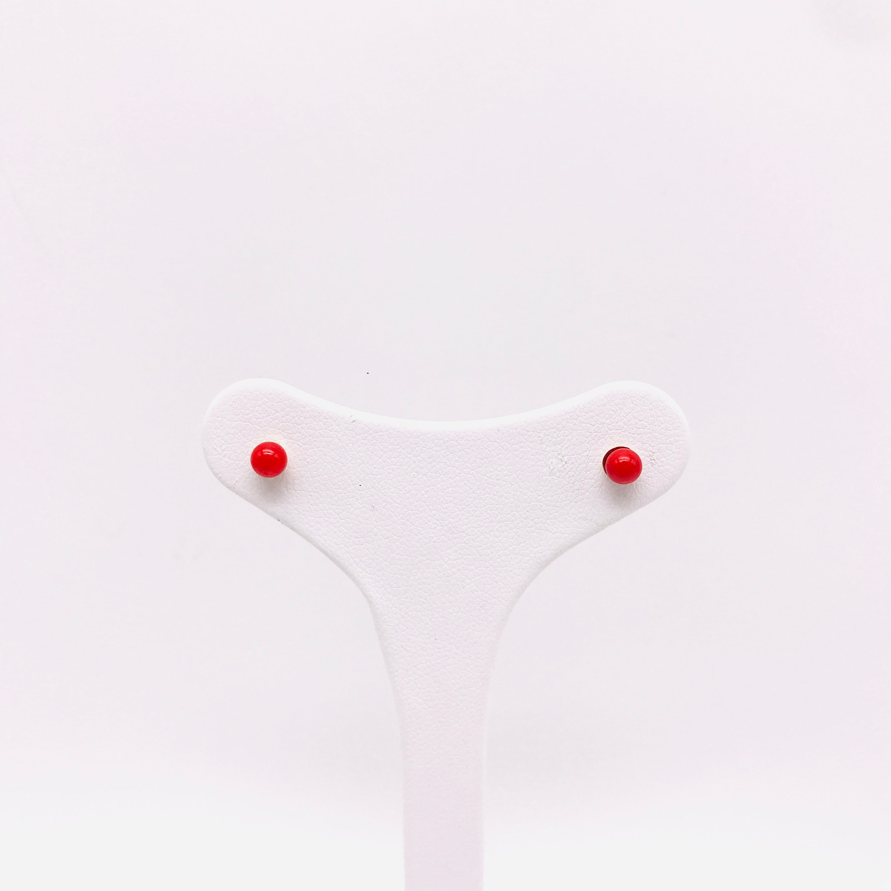 18K GOLD CORAL STUD EARRINGS - HANDMADE IN ITALY