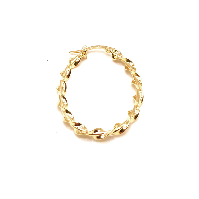 18K GOLD TWISTED HOOP EARRINGS - HANDMADE IN ITALY