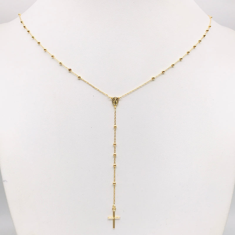 Made in Italy Beaded Rosary Necklace in 14K Tri-Tone Gold - 18