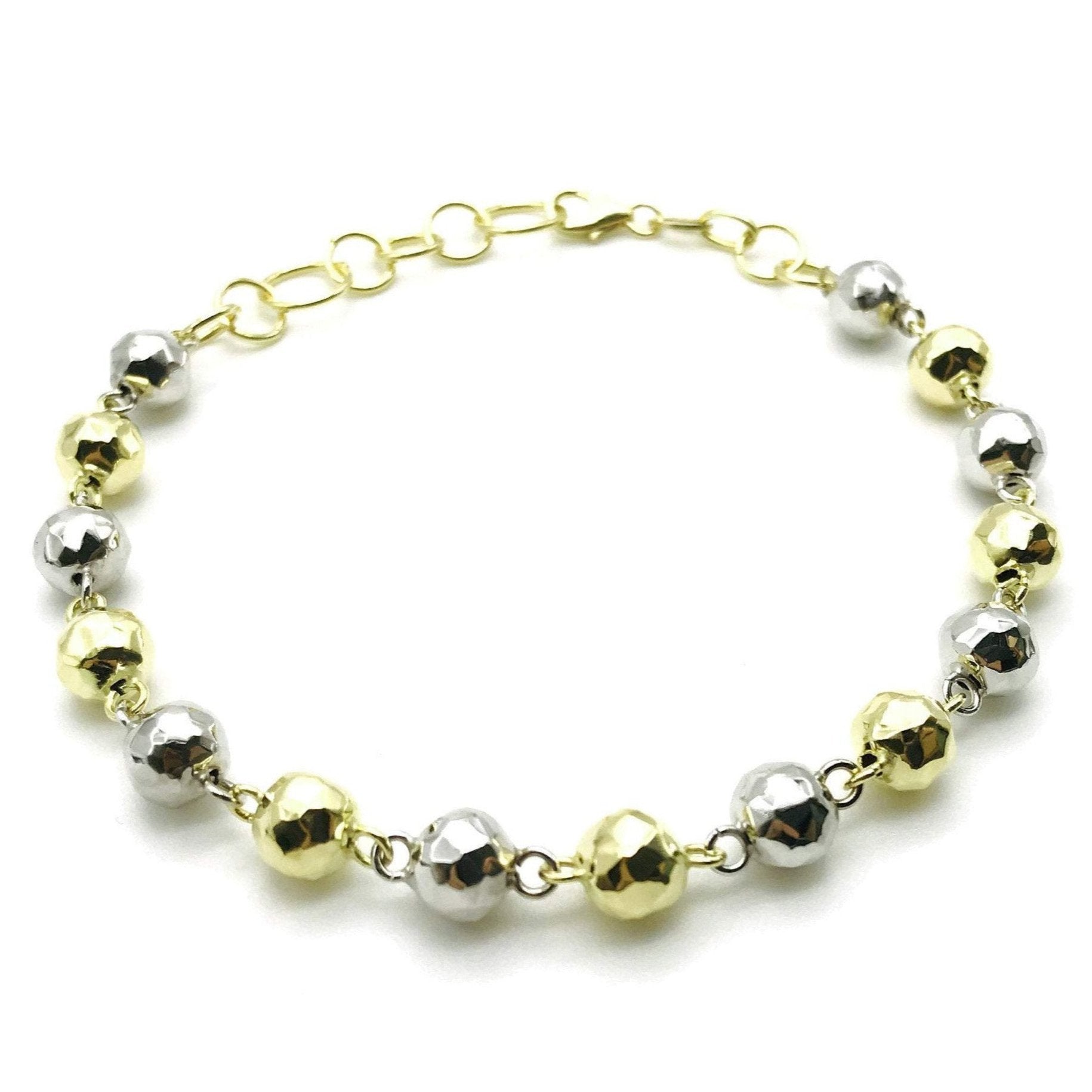 18K GOLD TWINS HAMMERED SPHERES BRACELET - HANDMADE IN ITALY
